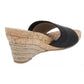 White Mountain Womens Aleah Cork Espadrille Wedge Sandals Black Size 5M