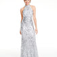 B Darlin Women's Sequined Patterned Halter Full Length Party Mermaid Dress Gray Size 5\6