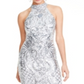 B Darlin Women's Sequined Patterned Halter Full Length Party Mermaid Dress Gray Size 5\6