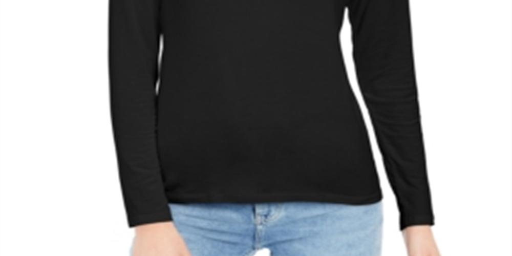 Style & Co Women's Mock Neck Top Black Size Small