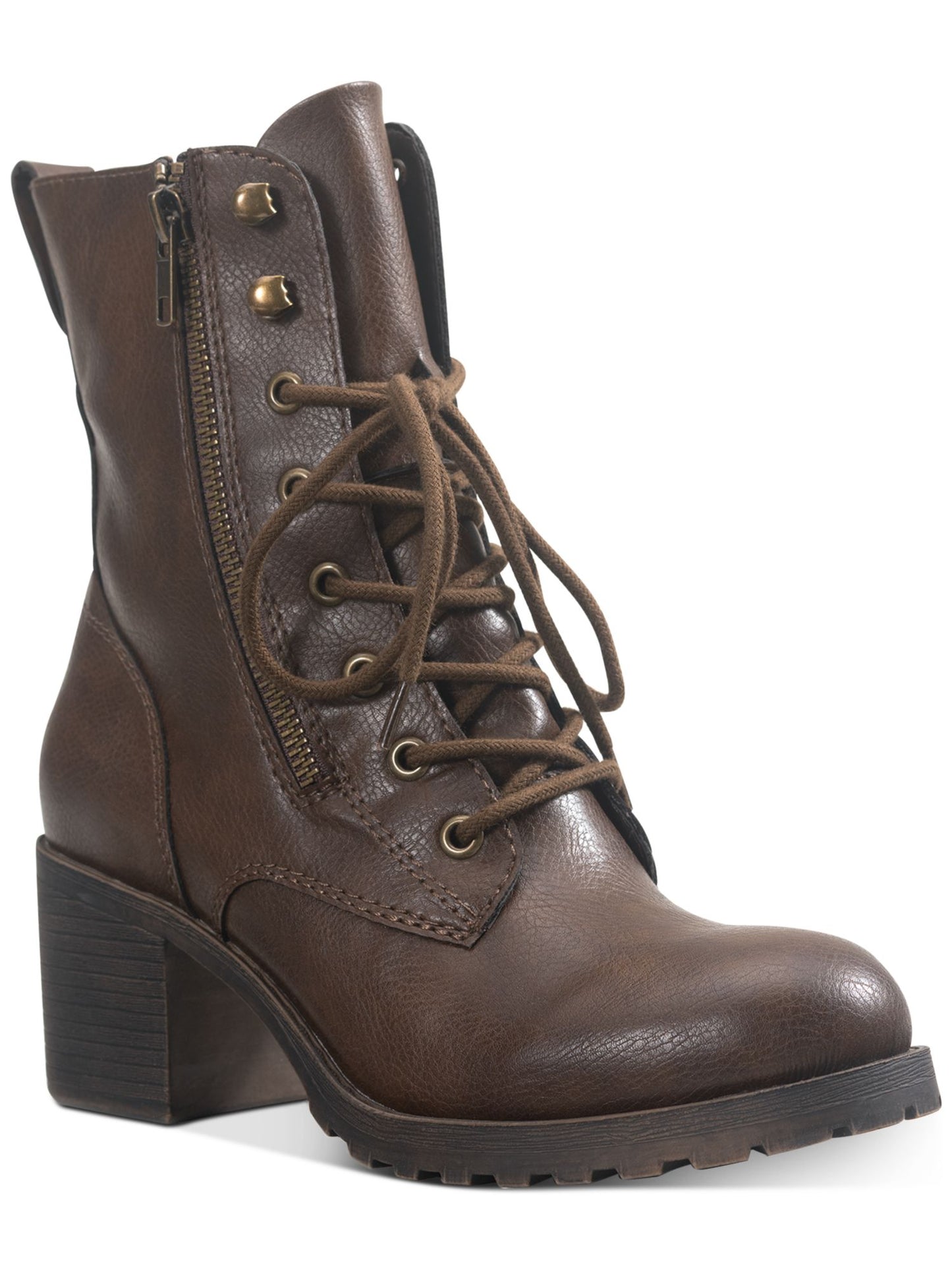 American Rag Women's Almond Toe Block Heel Booties Brown Size 7 M