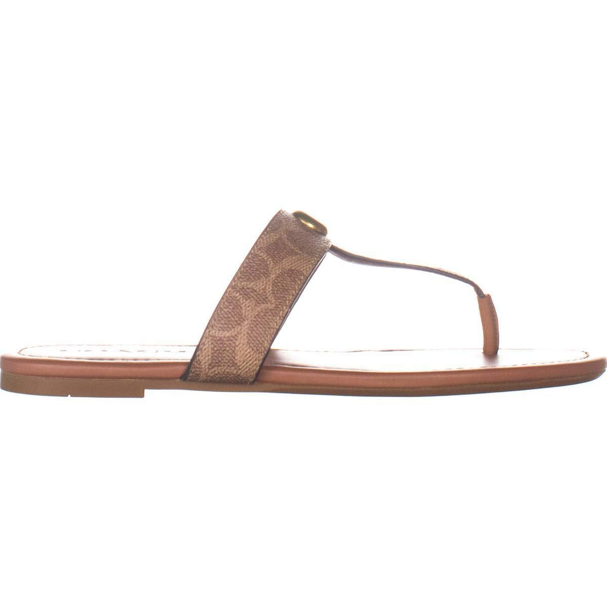 Coach Women's Jessie Leather Open Toe Casual Brown Size 7 B