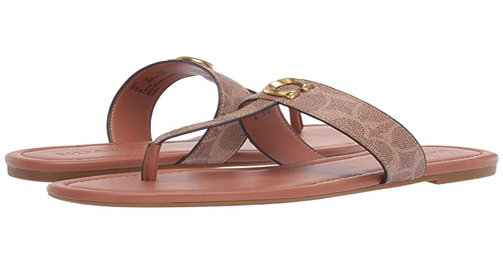 Coach Women's Jessie Leather Open Toe Casual Brown Size 7 B