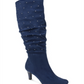 Rialto Women's Canoe Stud Trim Ruched Boots Blue Size 9 M