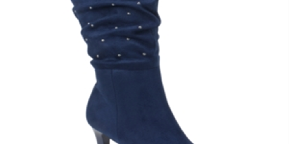 Rialto Women's Canoe Stud Trim Ruched Boots Blue Size 9 M