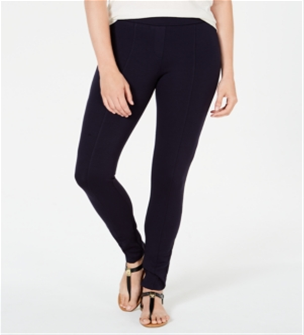 Style & Co Women's Seamed Ponte Knit Skinny Pants Blue Size Petite