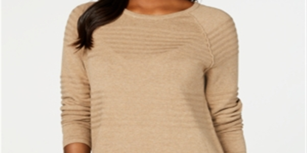 Karen Scott Women's Ribbed Cotton Pullover Sweater Brown Size X-Small