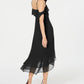 INC International Concepts Women's Spaghetti Strap Midi Sheath Evening Dress Black Size 4