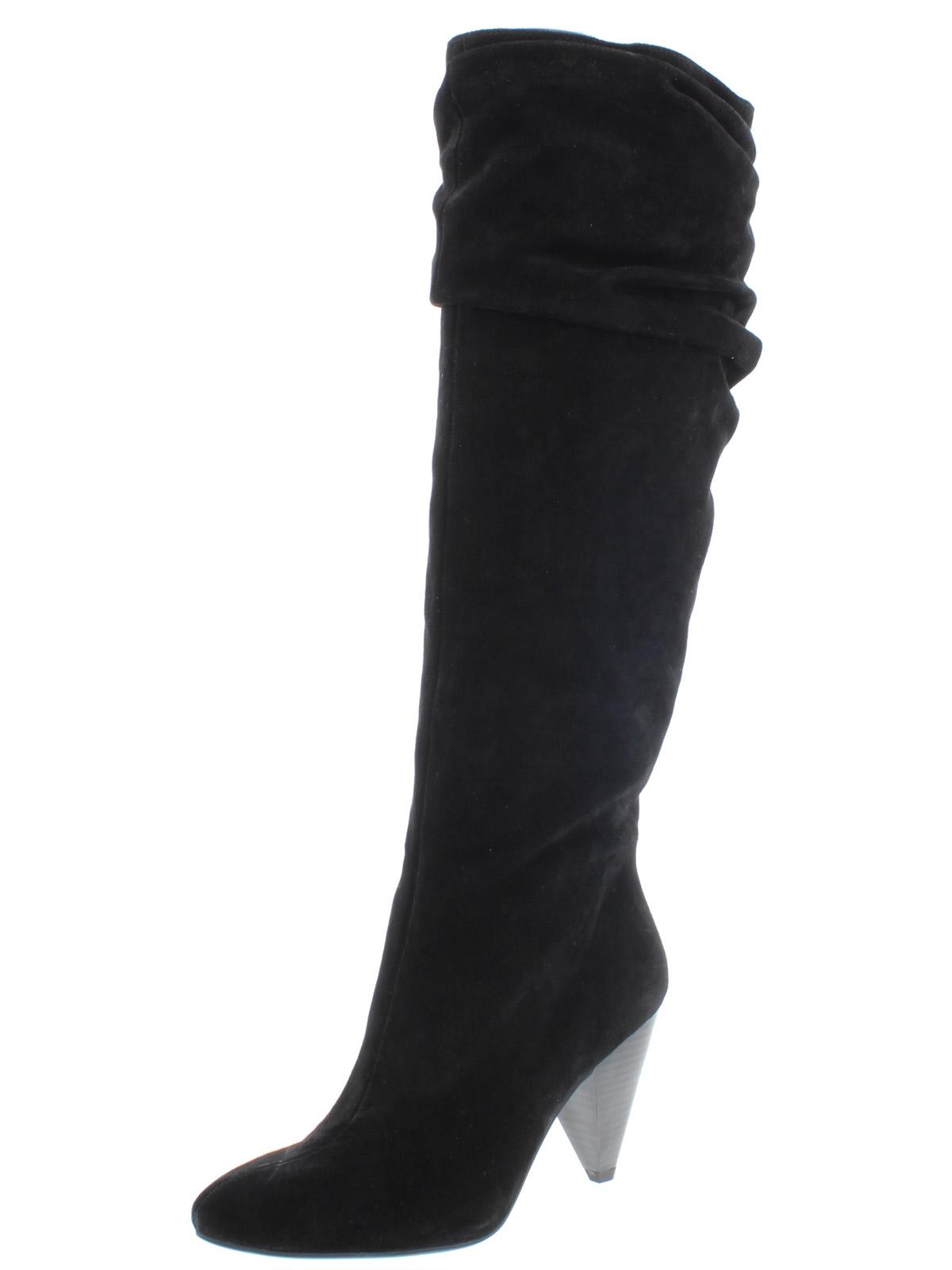 INC International Concepts Women's Gerii Suede Pointed Toe Knee High Boots Black Size 5 M