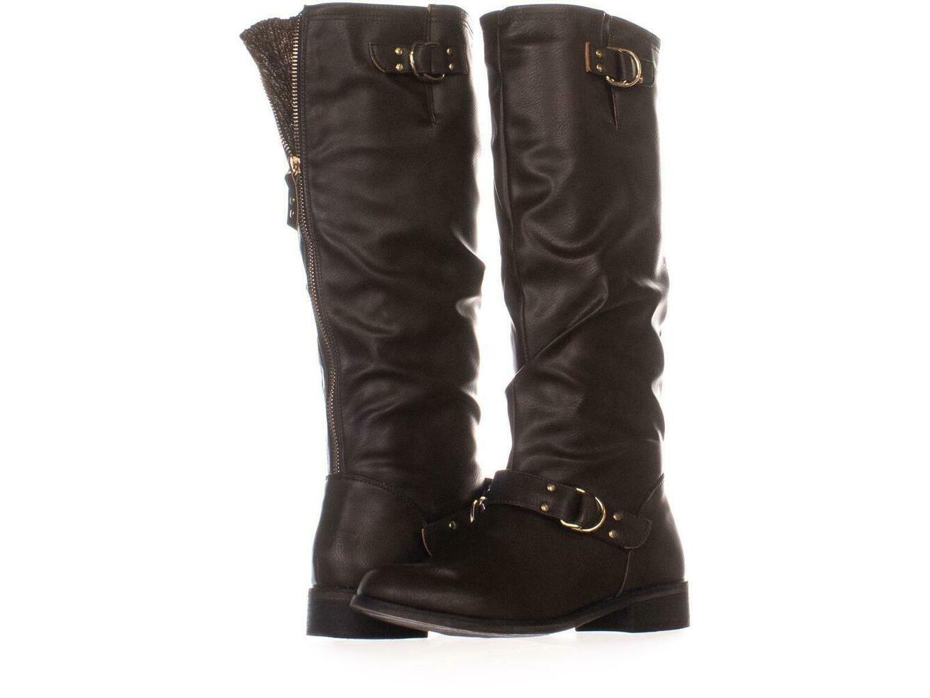 XOXO Women's Minkler Round Toe Knee High Fashion Boots Brown Size 8W