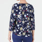 Charter Club Women's Printed Cotton Boat-Neck Top Blue Size 2XL