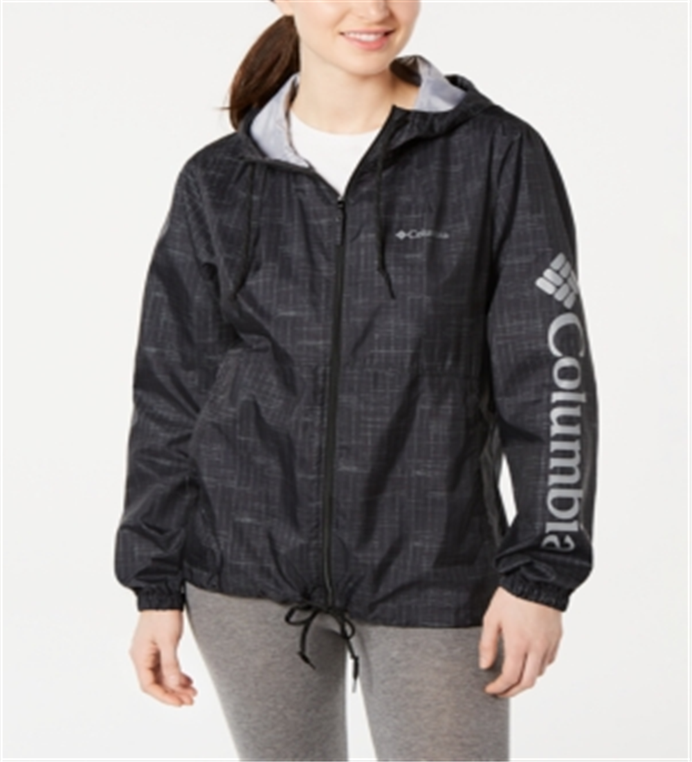 Columbia Women's Flash Forward Printed Windbreaker Jacket Black Size Medium