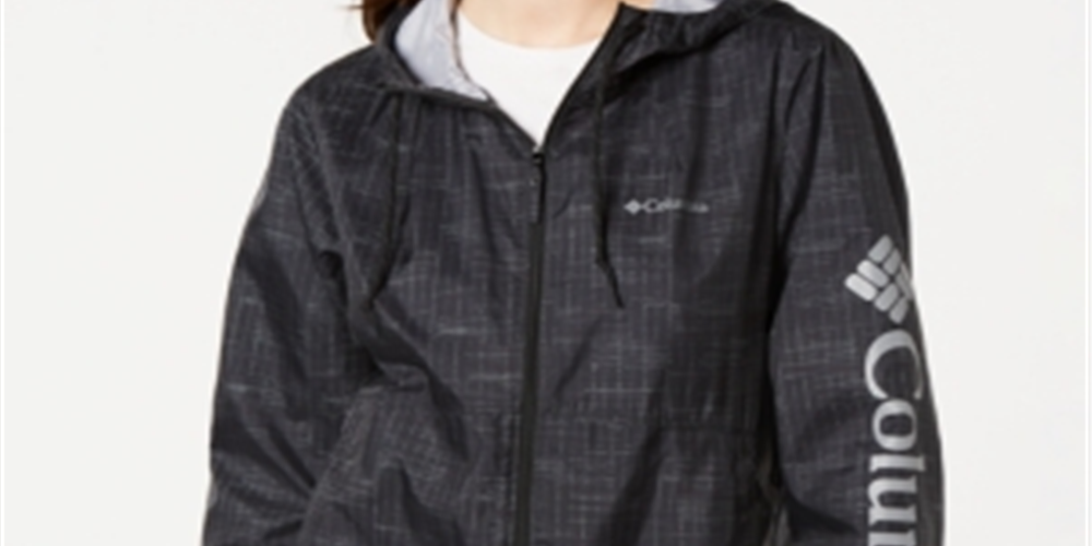 Columbia Women's Flash Forward Printed Windbreaker Jacket Black Size Medium