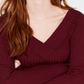 Freshman Women's Knit Ribbed Pullover Sweater Maroon Size X-Small