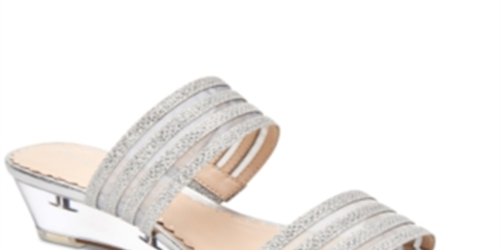 Charter Club Women's Graceyy Open Toe Glitter Wedge Sandals Gray Size 7.5 M
