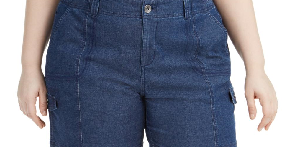 Style & Co Women's Plus Chambray Shorts Blue Size 16W