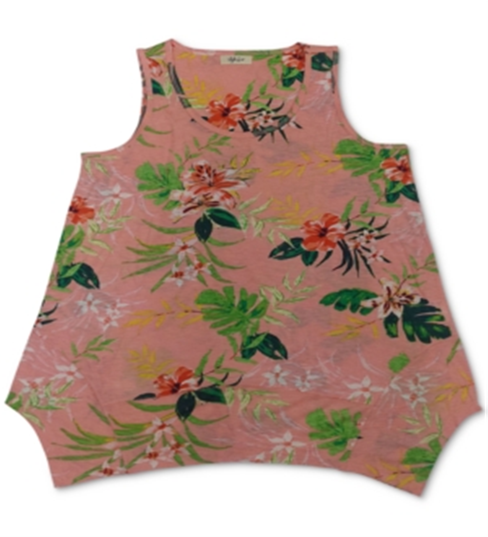 Style & Co Women's Printed Asymmetrical Hem Tank Pink Size Small