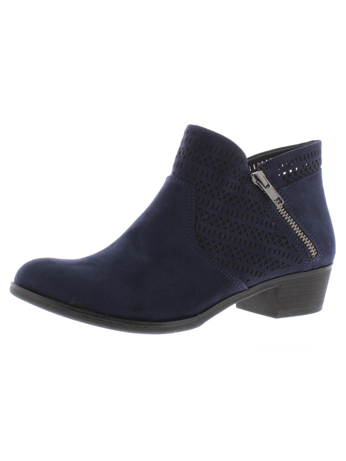 American Rag Womens Navy Perforated Padded Abby Round Toe Block Heel Booties 7 W