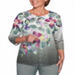 Alfred Dunner Women's Loire Valley Falling Leaves Tee Gray Size Petite Medium