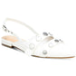 Bar III Women's Studded Padded Josee Pointed Toe Block Heel Buckle Mules White Size 7 M