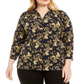 Charter Club Women's Plus Paisley Polo Style Shirt Blue Size 2X