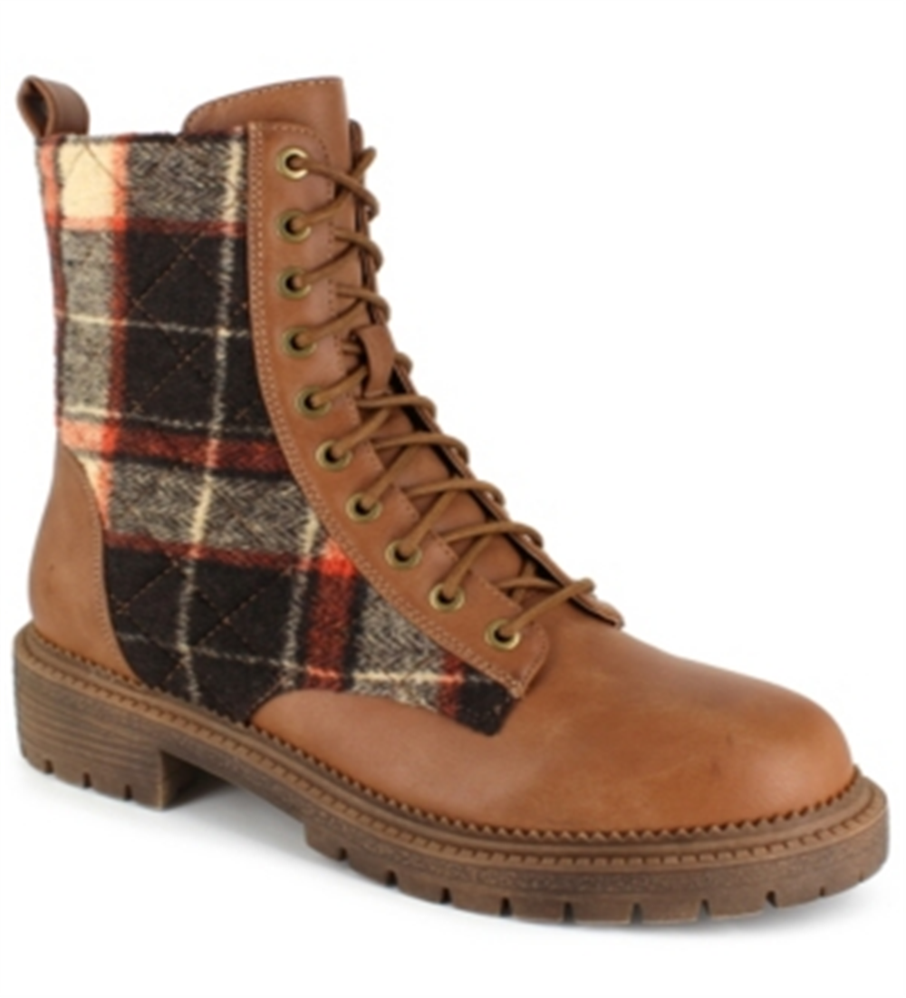 Rock & Candy Women's MAX Faux-Leather Combat Ankle Boots Brown Size 8.5 M