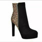 Guess Women's Animal Print 1 Platform Almond Toe Stiletto Zip up Dress Booties Black Size 8.5 M