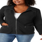Karen Scott Women's Plus Casual Knit Zip Front Jacket Black Size 1X