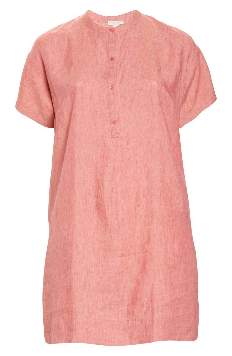 Eileen Fisher Plus Organic Linen Mandarin Collar Dress Pink Size 2X