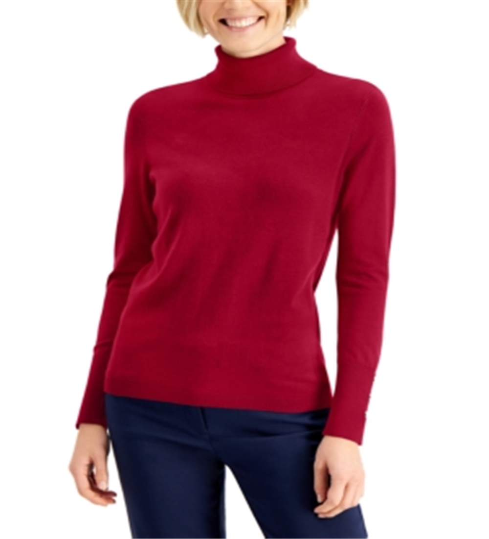 JM Collection Women's Turtleneck Sweater Gray Size Medium