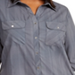 NY Collection Women's Plus Striped Utility Shirt Blue Size 1X