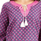 Charter Club Women's Blouse Split Neck Tassel Tunic Pink Size Medium