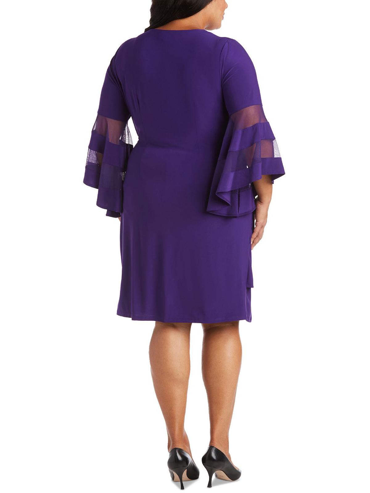 R & M Richards Women's Bell Sleeve Wrap Dress Purple Size 18W