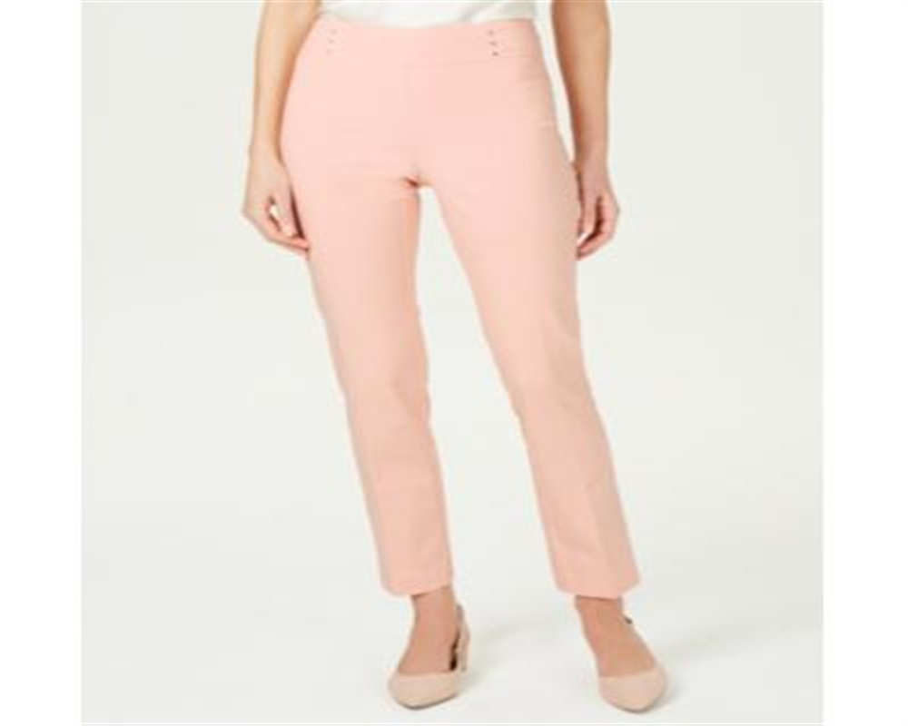 JM Collection Women's Studded Pull on Tummy Control Pants Orange Size X-Small