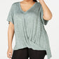 Calvin Klein Women's Short Sleeve T-Shirt Active Wear Top Plus Green Size 3X