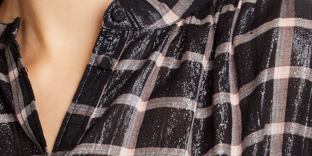 Rebecca Taylor Women's Plaid Long Sleeve Button up Top Black Size X-Small