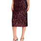 Rebecca Taylor Women's Sequined Solid Below the Knee Pencil Skirt Red Size Large