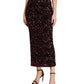 Rebecca Taylor Women's Sequined Solid Below the Knee Pencil Skirt Red Size Large