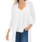 Karen Scott Women's Open Stitch Cardigan White Size Small