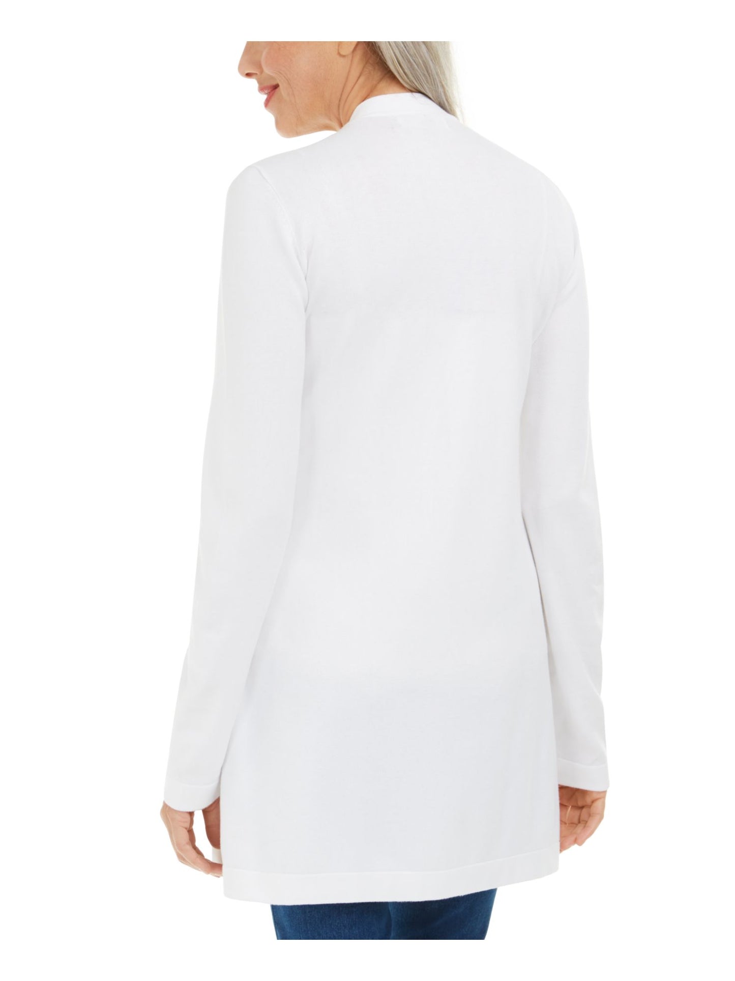 Karen Scott Women's Open Stitch Cardigan White Size Small