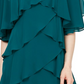 Slny Women's Teal Ruffled Short Sleeve Jewel Neck Above the Knee Sheath Formal Dress Blue Size 14