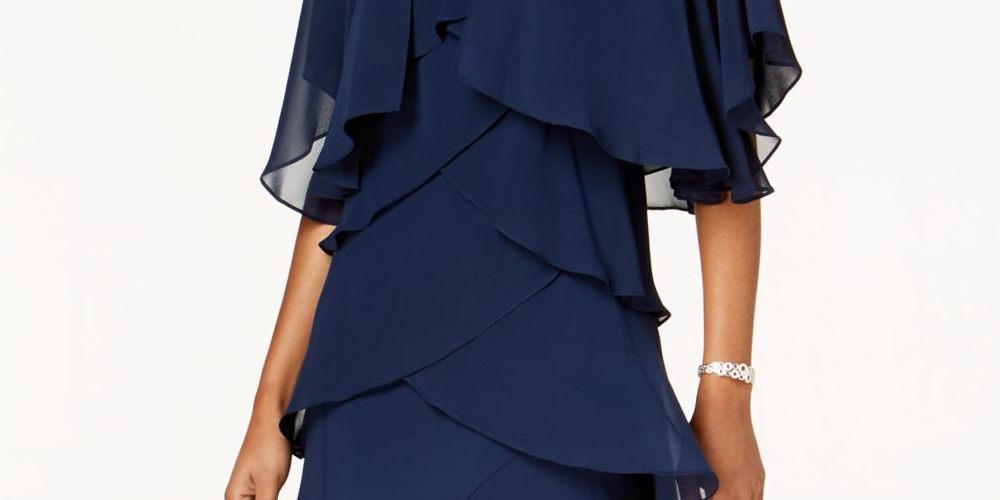 Slny Women's Teal Ruffled Short Sleeve Jewel Neck Above the Knee Sheath Formal Dress Blue Size 14