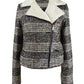 Maralyn & Me Junior's Faux Shearling Trim Moto Jacket Black Size Medium