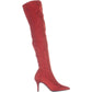 INC International Concepts Women's BRIELLAF Fabric Pointed Toe Over Knee Fashion Boots Red Size 7.5 M