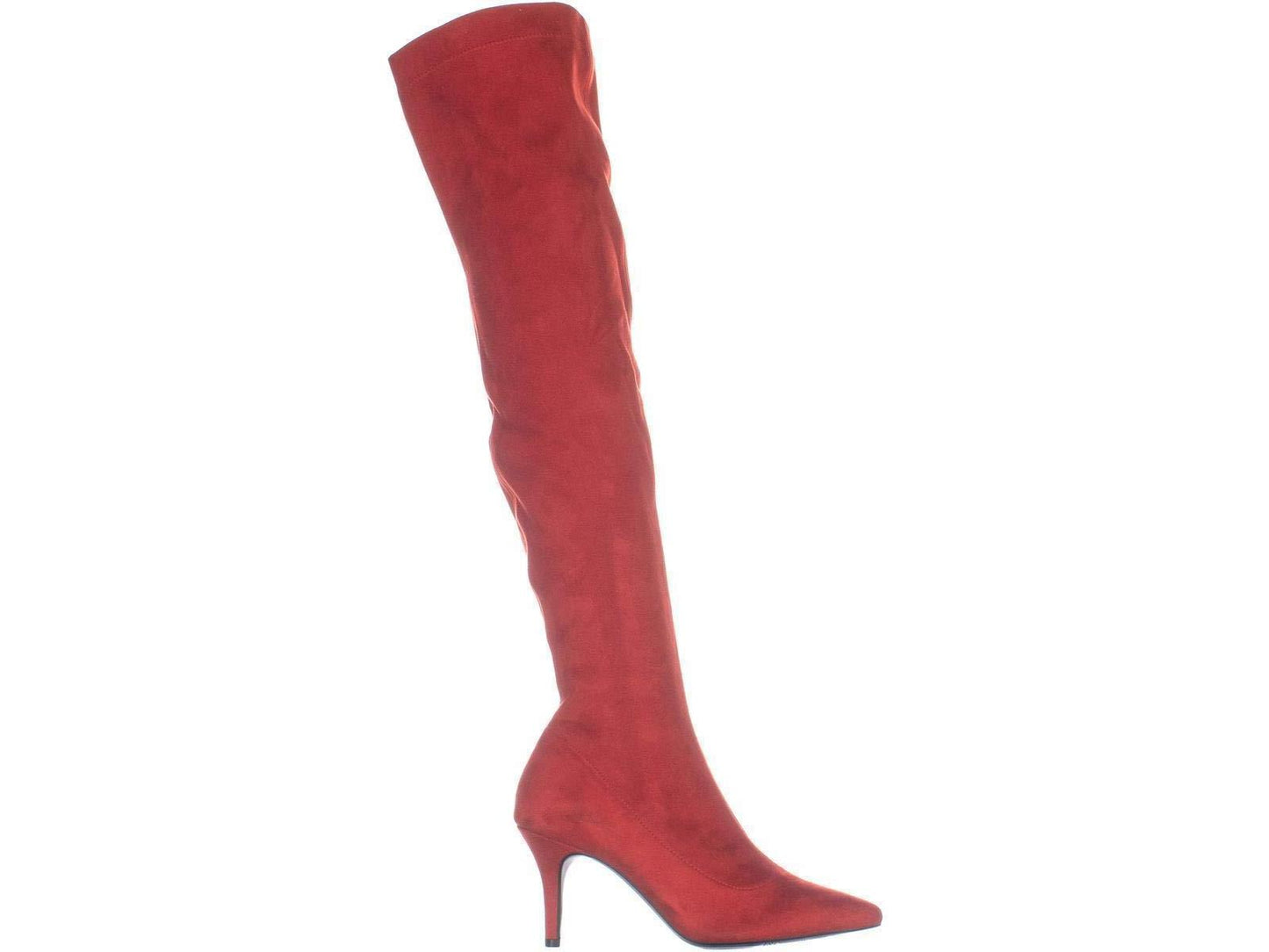 INC International Concepts Women's BRIELLAF Fabric Pointed Toe Over Knee Fashion Boots Red Size 7.5 M