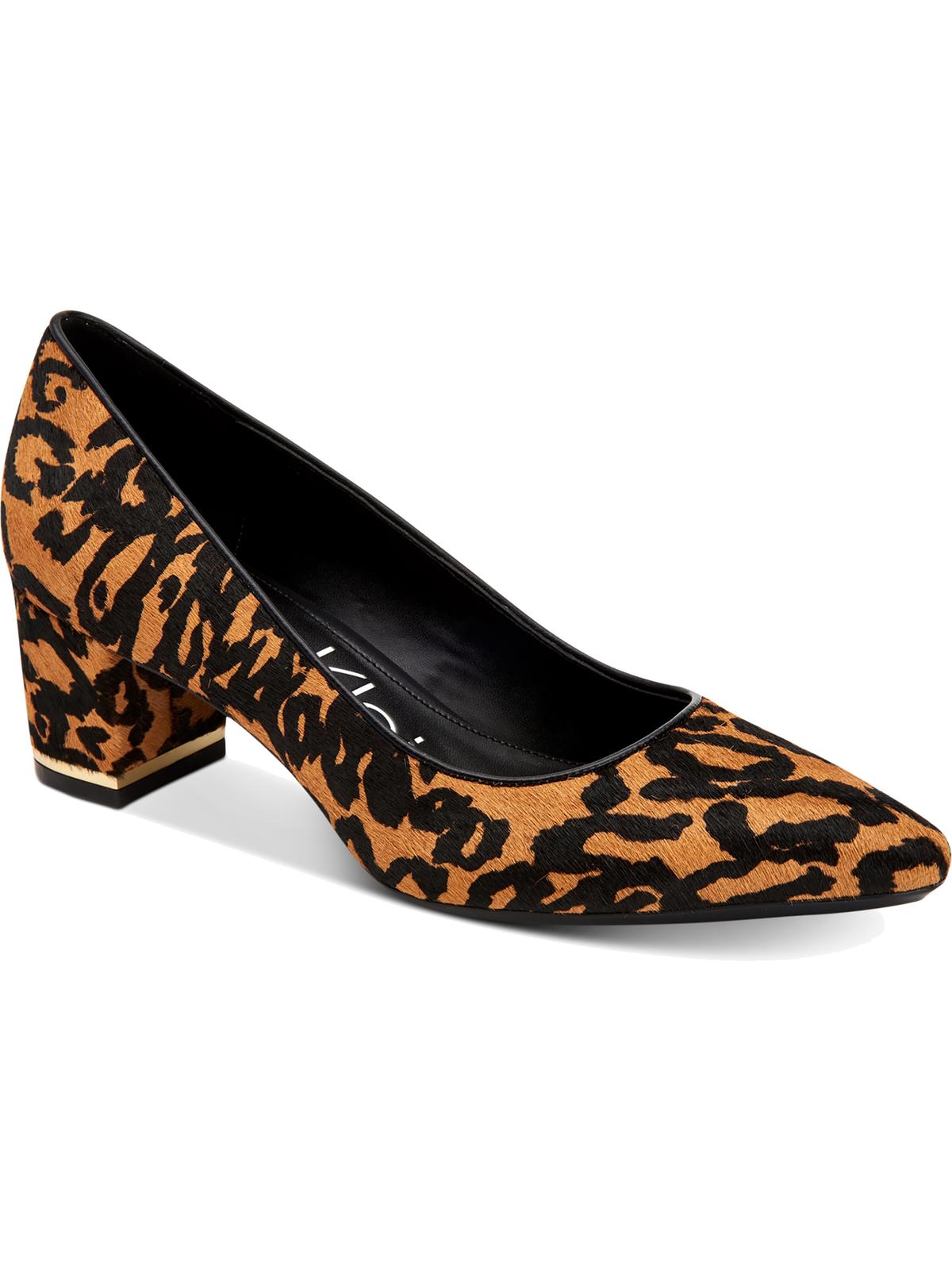 Calvin Klein Women's Nita Pointy Toe Genuine Calf Hair Pump Brown Size 7.5 M
