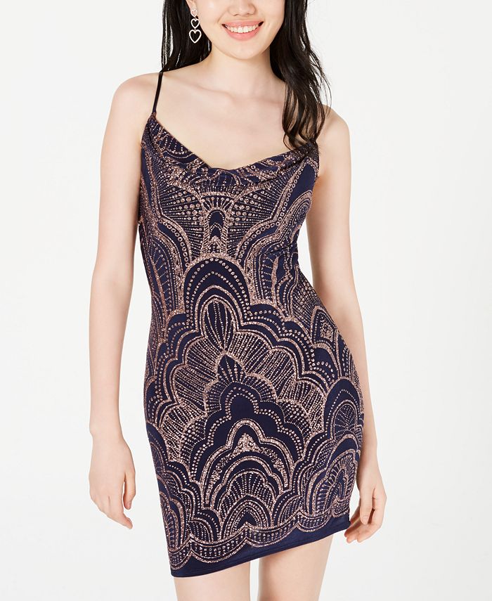 Jump Junior's Glitter Bodycon Dress Navy Size Medium