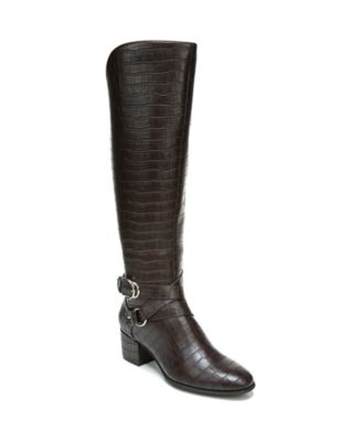 LifeStride Women's Wide Calf Slip Resistant Round Toe Block Heel Zip up Dress Heeled Boots Brown -Size 9.5