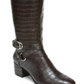 LifeStride Women's Wide Calf Slip Resistant Round Toe Block Heel Zip up Dress Heeled Boots Brown -Size 9.5