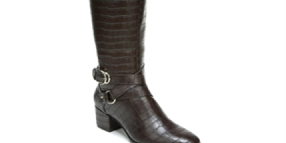 LifeStride Women's Wide Calf Slip Resistant Round Toe Block Heel Zip up Dress Heeled Boots Brown -Size 9.5